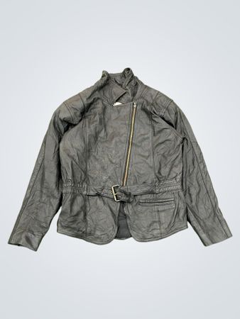 Paris Sport Club Black Leather Jacket with Belt