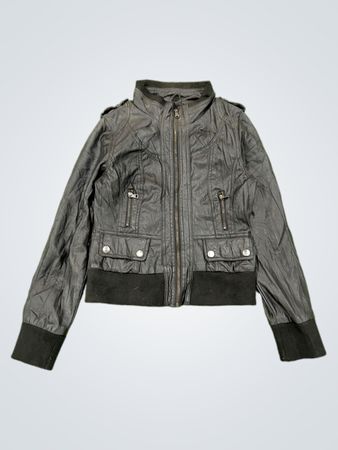 Jaqueta Bomber Feminina Preta de Couro Sintético Ci Sono by Cavalini
