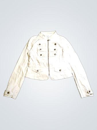 Jaqueta Militar Branca Cropped Ann Taylor LOFT