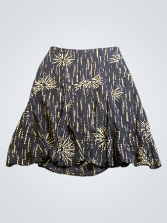 Alfani Petite schwarze Seidenrock mit goldenem Muster