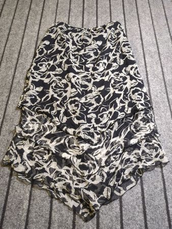 Missoni Schwarz-Weiße Blumenmuster Seiden- und Polyester-Midirock