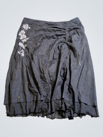 David Fils Millenium Black Floral Embroidered Skirt