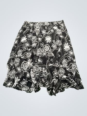 Elementz Schwarzer Floralprint-Rüschensaumrock