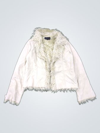 JVPcréation White Faux Fur Trimmed Jacket