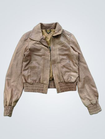 Veste en cuir marron