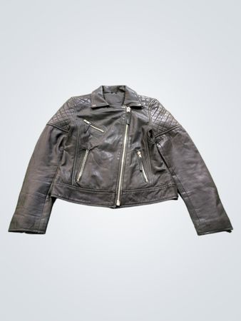 Veste de motard en cuir noir