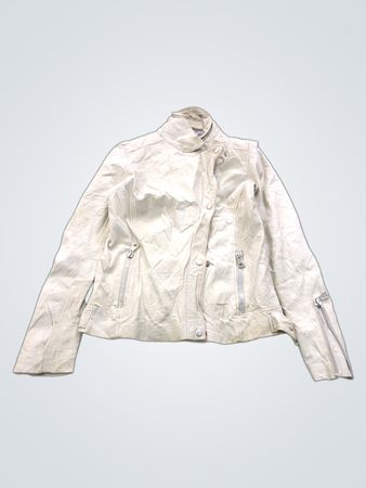 Ceralacca Damen Creme Leder Bikerjacke