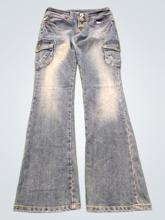 Blue Flare Cargo Jeans