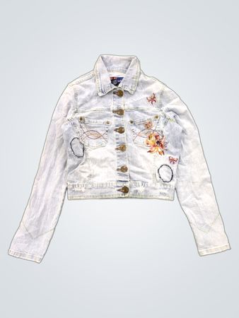 Veste en denim légère U.jeans pour femmes avec broderie florale