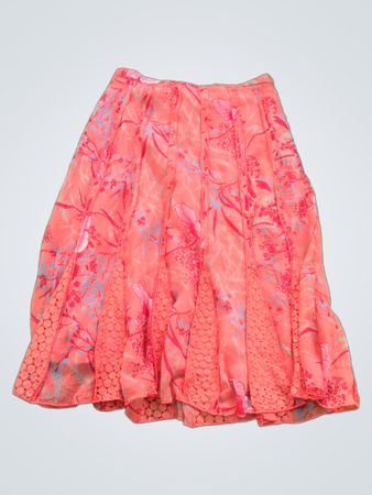 Christopher & Banks Damen Orange Floral Print Midi Rock Größe 8