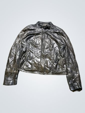 Veste en cuir noir Massimo Dutti