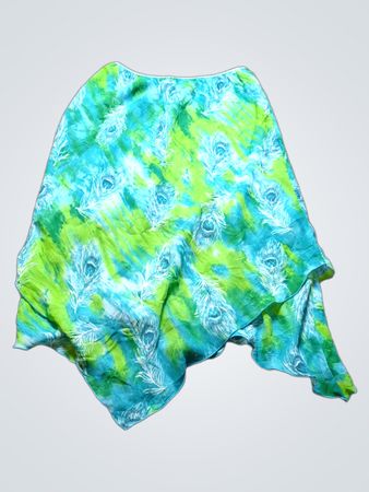 VERSAILIES Damen Rock mit Pfauenfedern und asymmetrischem Saum