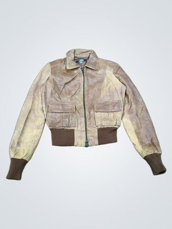 MASTERPELLE VERA PELLE Made in Italy Giacca Bomber in Pelle Marrone