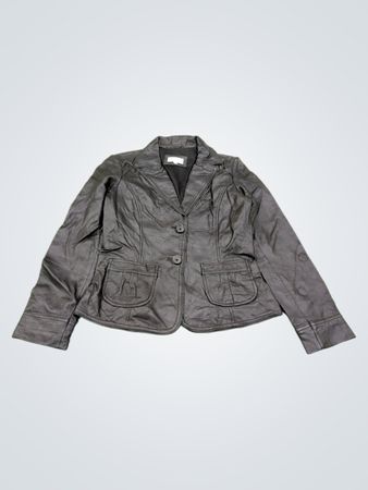 In Extenso Blazer Nero in Similpelle da Donna Taglia 38