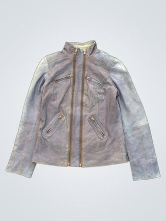 Giacca di pelle blu