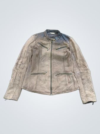 Giubbotto da motociclista in pelle marrone Promod