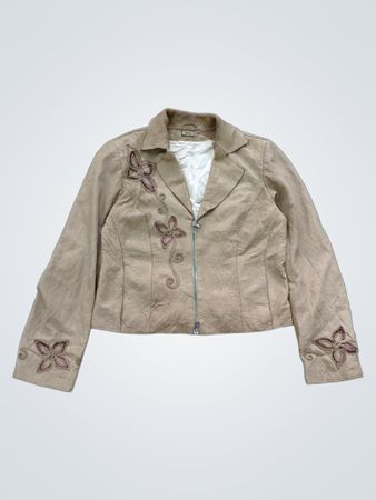 VMG Damen Beigefarbene Bestickte Jacke