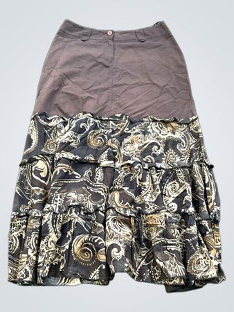 Brauder Stufenmaxirock mit Paisleymuster