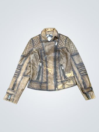Giubbotto da moto in pelle marrone