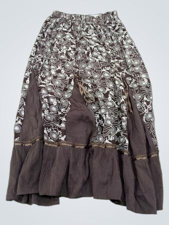 Brauner Blumenmuster-Maxi-Rock