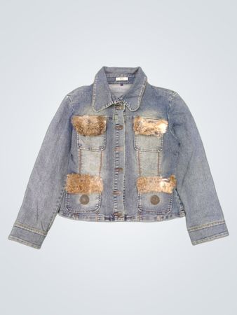 Jeansjacke mit Fellakzenten