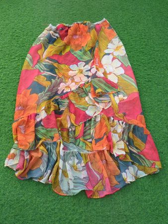 Blumenmuster Rüsch Maxi Rock
