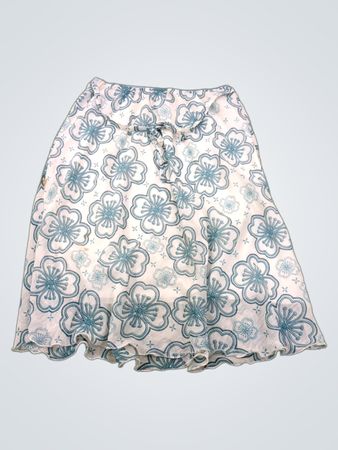 Blue Motion White Floral Print Skirt