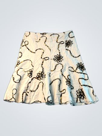 Weißer A-Linien-Rock mit floralem und wirbelndem Muster