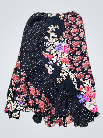 Nostalgia Women's Black Floral & Polka Dot Maxi Skirt