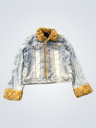 BONETUFFBABE Denim Jacket with Fur Trim