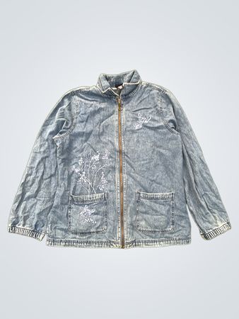 Basic Editions Denim Jacket with Floral Embroidery