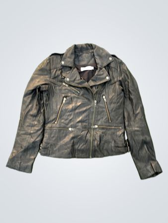 NAF NAF Black Leather Moto Jacket