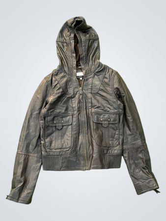 june black hooded leather jacket