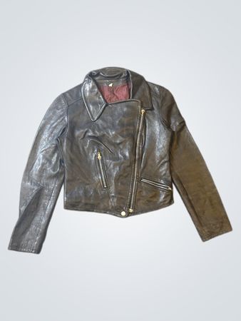 Brown Leather Biker Jacket