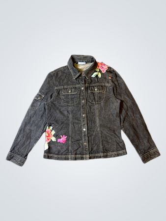 Veste en jean avec broderie florale