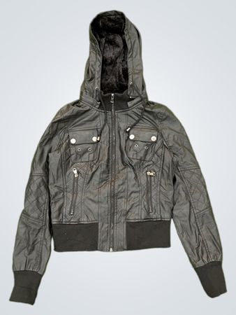 Veste à capuche en similicuir noire pour femme Ci Sono By Cavalini