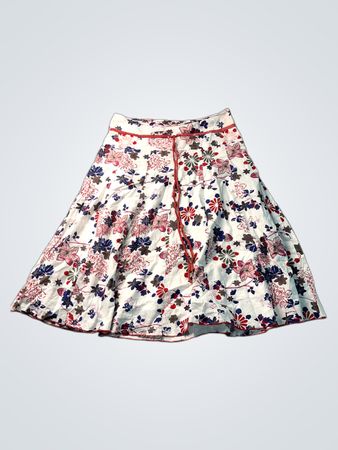 Rani Blumenmuster A-Linien Midirock mit Taillenband