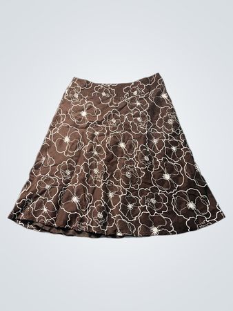 Ann Taylor Brown Blumenmuster A-Linien-Rock
