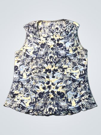 Ärmelloses Top mit blauem und weißem abstraktem Muster