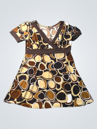 Braun-beige abstraktes Wickelkleid