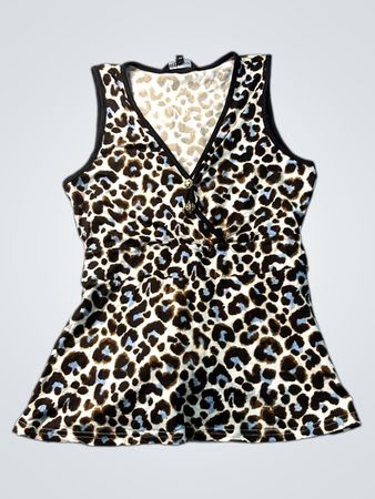 AB COLLECTION ärmelloses Top mit Leopardenmuster und Bindeband