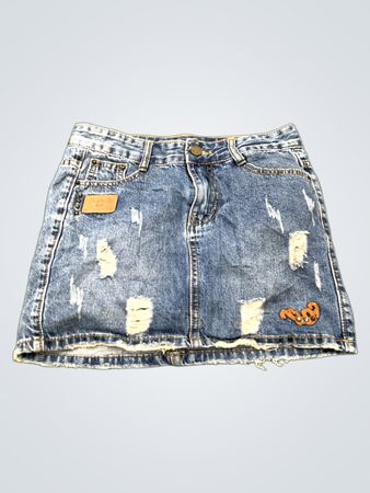 RU NING Distressed Jeans-Minirock