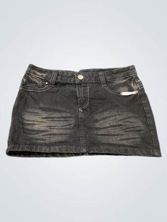 Schwarzer Jeans-Minirock mit Verzierungen