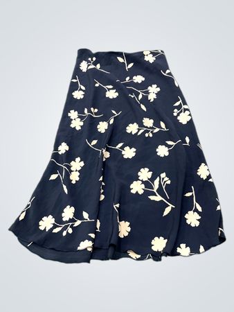 Schwarzer Midirock mit floralem Druck