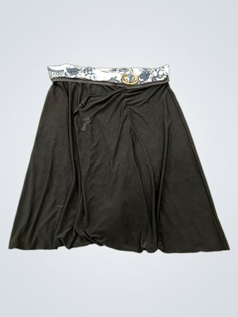 BeCreate Schwarzer Rock mit bedrucktem Bund und Gürtel