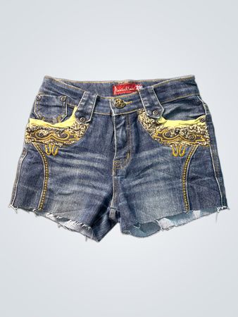 Dianne B. Jeans-Shorts mit gelben Verzierungen