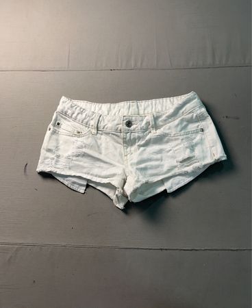 MNG Jeans weiße distressed Denim-Shorts