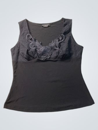 Perception schwarzes Tanktop mit Spitzenbesatz