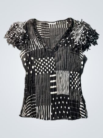 Aellyn Max Oberteil mit schwarz-weißem Patchwork-Print
