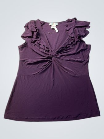 Vintage Su Tu Purple Ruffle Twist Front Top